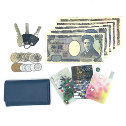 小錢包&lt;小鑰匙錢包/海軍藍&gt;鑰匙，小變化，鈔票，卡片組合成一個緊湊的手掌大小！ 第4張的照片
