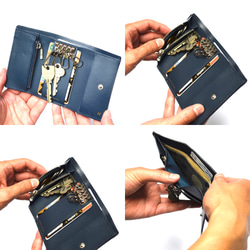 小錢包&lt;小鑰匙錢包/海軍藍&gt;鑰匙，小變化，鈔票，卡片組合成一個緊湊的手掌大小！ 第8張的照片