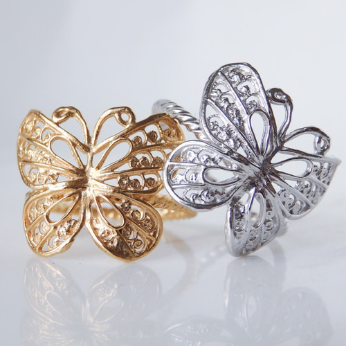 蝶々リング・ゴールド・ツイストタイプ 指輪・リング grain 通販