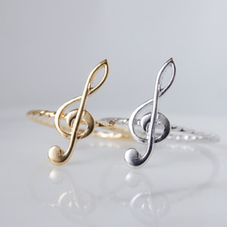 音楽モチーフ・ト音記号リング｜極細ツイスト・ゴールド・華奢デザイン・プレゼントにも 2枚目の画像