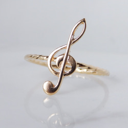 音楽モチーフ・ト音記号リング｜極細ツイスト・ゴールド・華奢デザイン・プレゼントにも 5枚目の画像