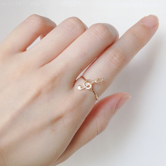 音楽モチーフ・ト音記号リング｜極細ツイスト・ゴールド・華奢デザイン・プレゼントにも 8枚目の画像