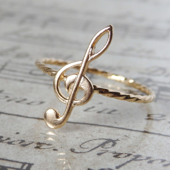 音楽モチーフ・ト音記号リング｜極細ツイスト・ゴールド・華奢デザイン・プレゼントにも 9枚目の画像