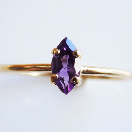 アメジスト リング (マーキスカット) シルバー925・K18コーティング