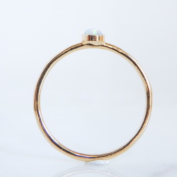 シンセティックホワイトオパールリング/10月誕生石/サイズオーダー可/華奢デザイン/18金仕上げ 11枚目の画像