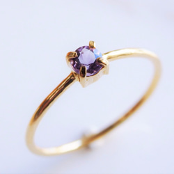 アメジスト リング シルバー925 18金メッキ 2月誕生石 華奢 指輪