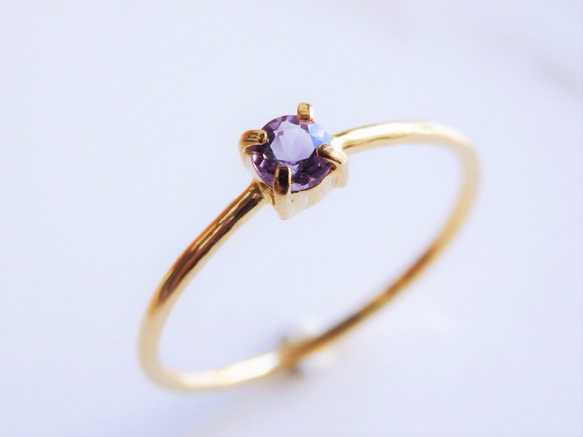 アメジスト リング シルバー925 18金メッキ 2月誕生石 華奢 指輪