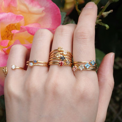 紫色の輝きを宿すアメジスト華奢スクエアリング｜シルバー925（K18ゴールドコーティング／ニッケルフリー) 9枚目の画像