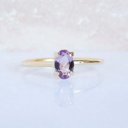【ライトアメジストリング・2月誕生石・オーバルカット・シルバー925】優雅なパープルが指先を彩る天然石リング　華奢リング 1枚目の画像