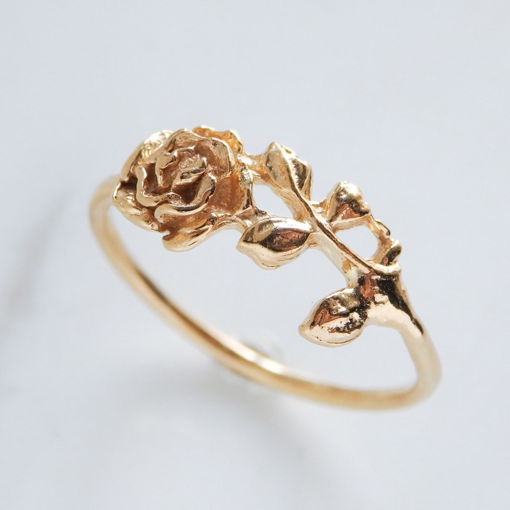 ローズリング/18金コーティング/華やかで上品なバラの指輪/ギフト・記念日に