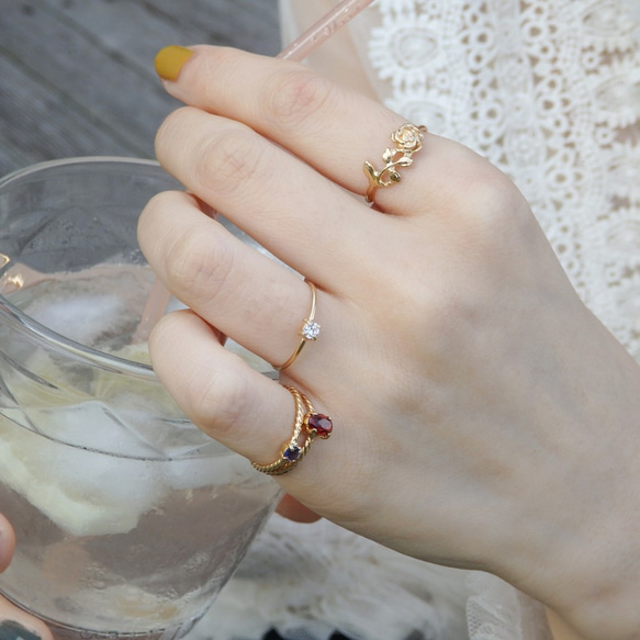 ローズリング/18金コーティング/華やかで上品なバラの指輪/ギフト・記念日に 5枚目の画像