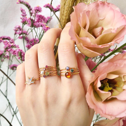 インディゴトルマリンリング・ラウンドカット・プレーンタイプ｜深みブルーグリーンが輝く華奢リング　10月誕生石　重ね付け 6枚目の画像