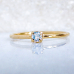 月光の詩＊ロイヤルブルームーンストーン華奢リング・シルバー925（18金イエローゴールドメッキ）6月誕生石 6枚目の画像