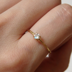 月光の詩＊ロイヤルブルームーンストーン華奢リング・シルバー925（18金イエローゴールドメッキ）6月誕生石 9枚目の画像