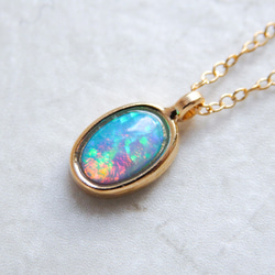 水色オパールネックレス・10月誕生石・プレーンタイプ】爽やかなブルー