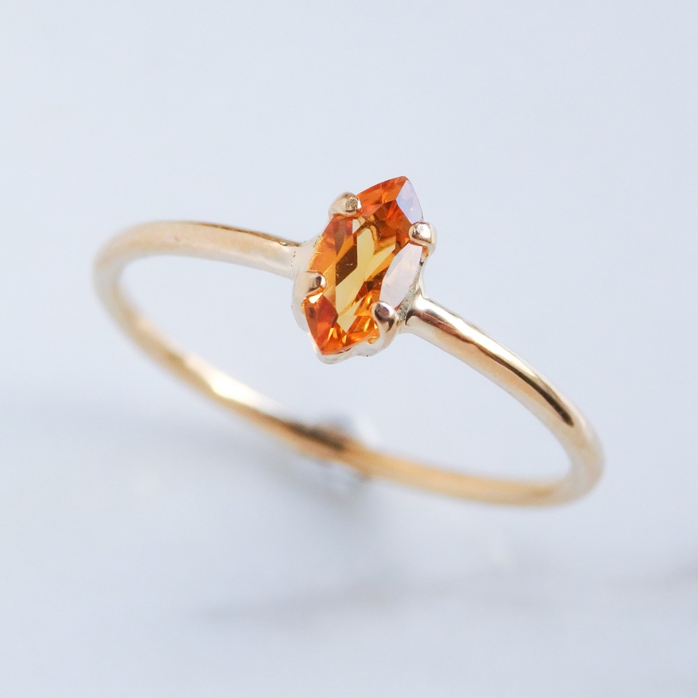 シトリン リング マーキスカット 華奢リング シルバー925 重ね付けにもおすすめ 11月誕生石　サイズオーダー可