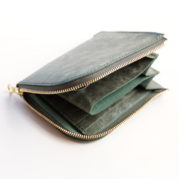 COMPACT Wallet Italianleather purburo「DarkGren」MADE TO ORDER 第2張的照片