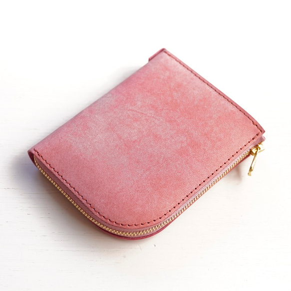 COMPACT Wallet Italianleather purburo「PINK」MADE TO ORDER 第1張的照片