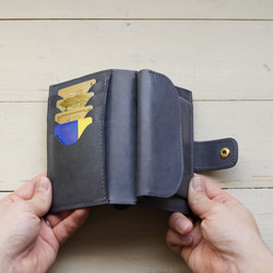 COMPACT　Wallet Italian leather purburo「BLUE」MADE TO ORDER 第4張的照片