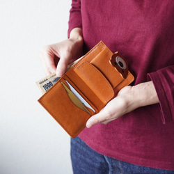 【くまのお財布】　スマートミニ　ライトブラウン　/　クマ　動物　小さい財布　ミニ財布　コンパクト財布　名入れ　ギフト 8枚目の画像