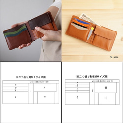 二つ折り財布　グリーン　/　カラーカスタム可　/　革財布 3枚目の画像