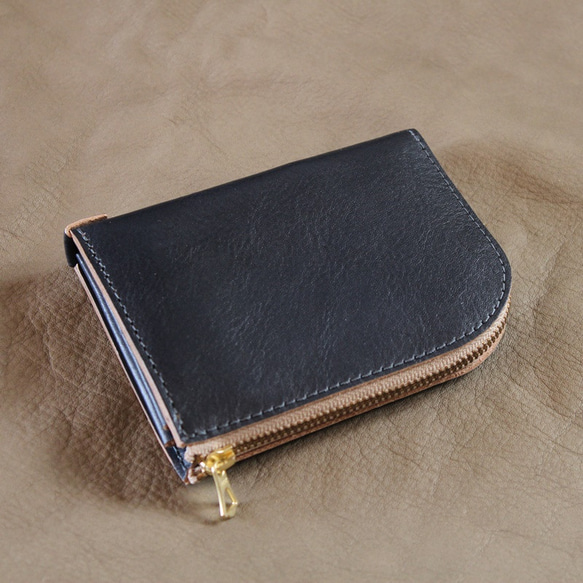 COMPACT WALLET NAVY Insert name,Gift wrapping　MADE TO ORDER 第6張的照片