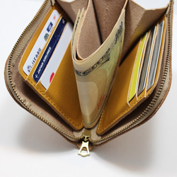 【コンパクト財布】　ブラウン　/  革財布　ミニ財布　小さい財布　名入れ　ギフト 5枚目の画像