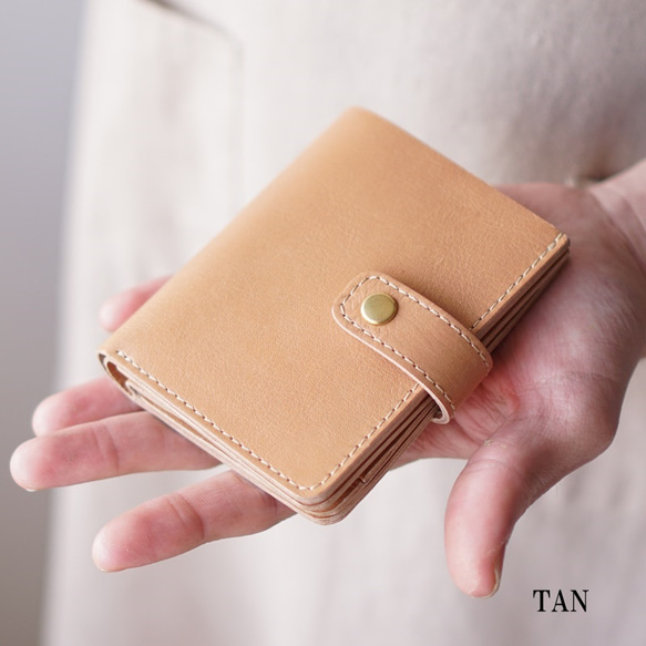 【小さいお財布  Small Wallet】　タン　 / 　ミニ財布　小さい財布　革財布　名入れ　ギフト 1枚目の画像