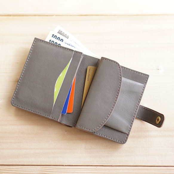小さいお財布「Small Wallet」ブルー　/　ミニ財布　小さい財布　革財布 2枚目の画像
