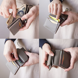 小さいお財布「Small Wallet」ブルー　/　ミニ財布　小さい財布　革財布 4枚目の画像