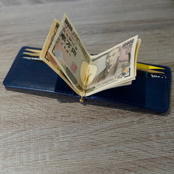 MONEY CLIP  Himeji leather「NAVY」MADE TO ORDER 第7張的照片