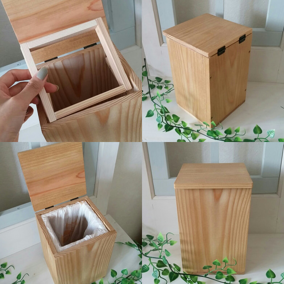 シンプル☆無垢材のミニゴミ箱～ナチュラルウォルナット～カラー変更可（8色） 3枚目の画像