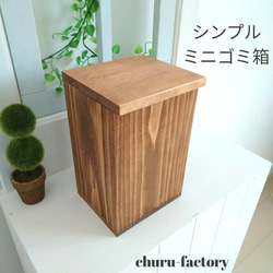 シンプル☆無垢材のミニゴミ箱～チーク～カラー変更可（8色） 1枚目の画像