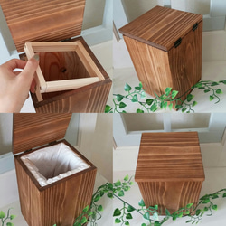 シンプル☆無垢材のミニゴミ箱～チーク～カラー変更可（8色） 3枚目の画像