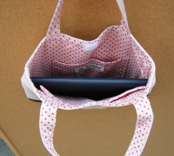 小さいうさぎ刺繍バッグ（横、ピンク） 3枚目の画像