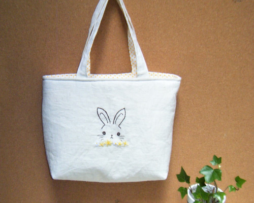うさぎ 刺繍 バッグ ミニトートバッグ トートバッグ グッズ