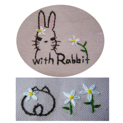 うさぎを刺繍フラットポーチ（ピンク） 3枚目の画像