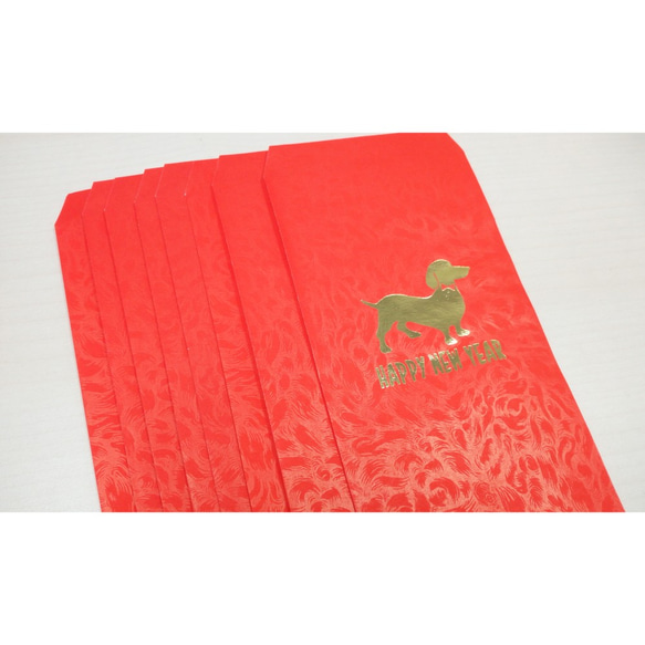 家を振ります。英語ソーセージ犬ダックス新年お祝いのブロンズ赤い封筒・リーは、閉じたダックスフント文化的、創造小さなオブジェクト新 2枚目の画像