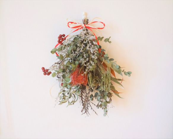 クリスマス＆お正月飾りのwinterスワッグ2(冬支度ハンドメイド2018) 4枚目の画像