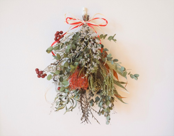 クリスマス＆お正月飾りのwinterスワッグ2(冬支度ハンドメイド2018) 5枚目の画像