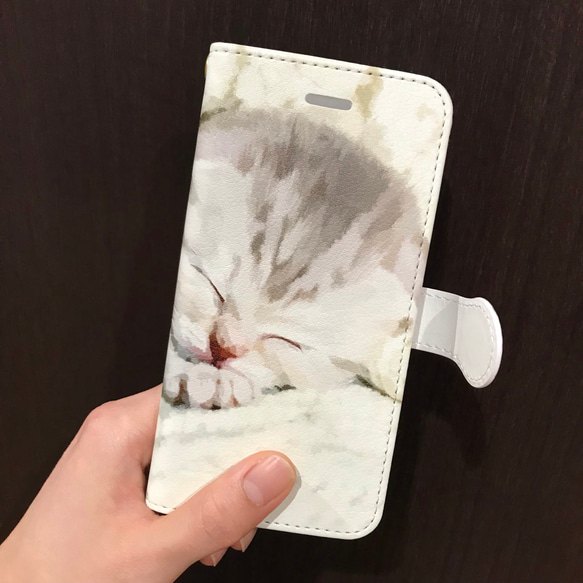 【新作】お昼寝こねこ手帳型スマホケース 3枚目の画像