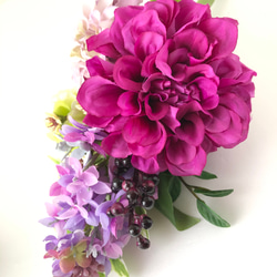 SALE【アーティフィシャルフラワー洋花仏花】ピンクダリアの鮮やかなお仏壇花　 3枚目の画像