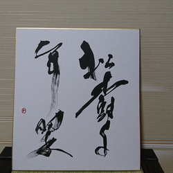 三字熟語「南山寿」手書き書道色紙額／受注後の毛筆直筆（Y3612） 書道