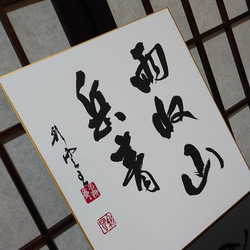 禅語 色紙作品「雨収山岳青」 5枚目の画像