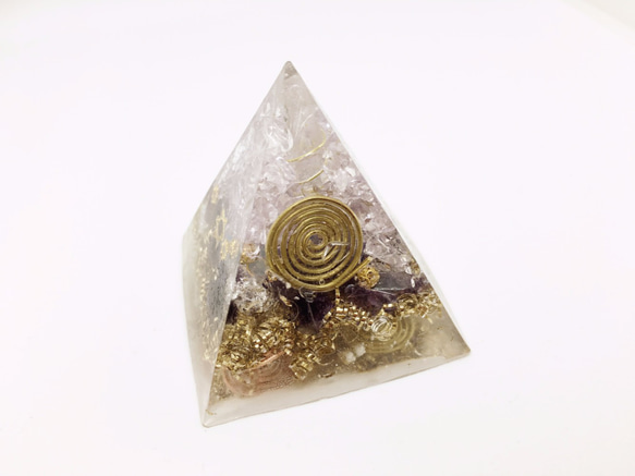 オルゴナイト　アメジスト×水晶　ピラミット型 1枚目の画像