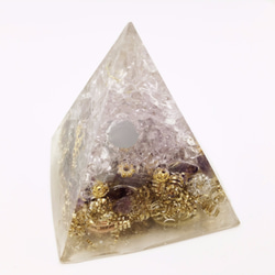 オルゴナイト　アメジスト×水晶　ピラミット型 3枚目の画像