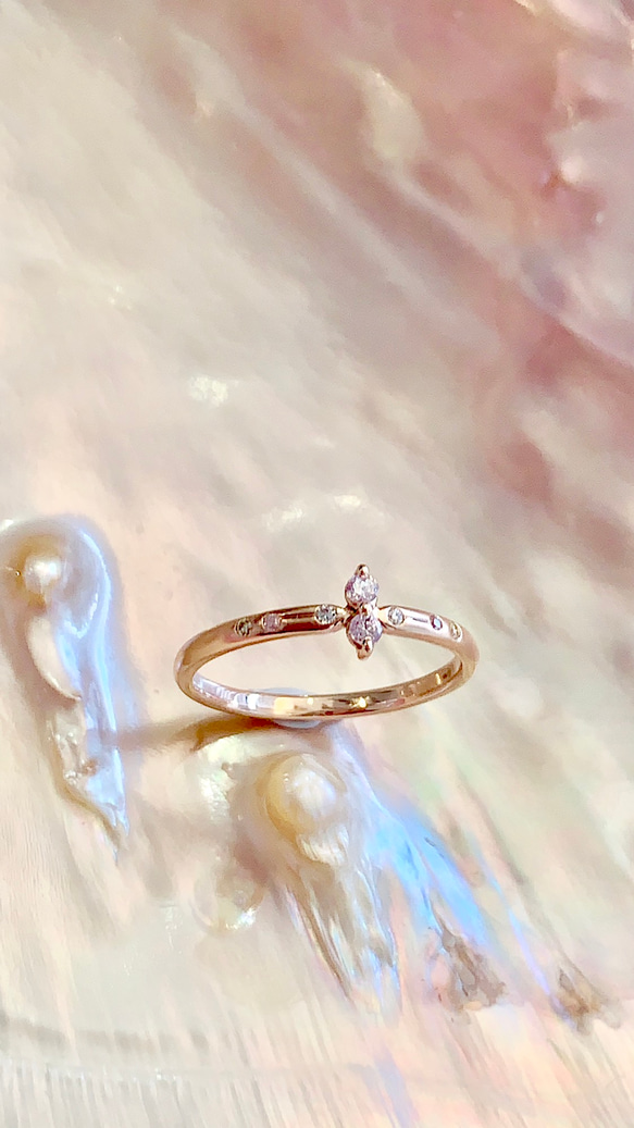 粉紅彩鑽18k金戒pink diamonds ring 第3張的照片