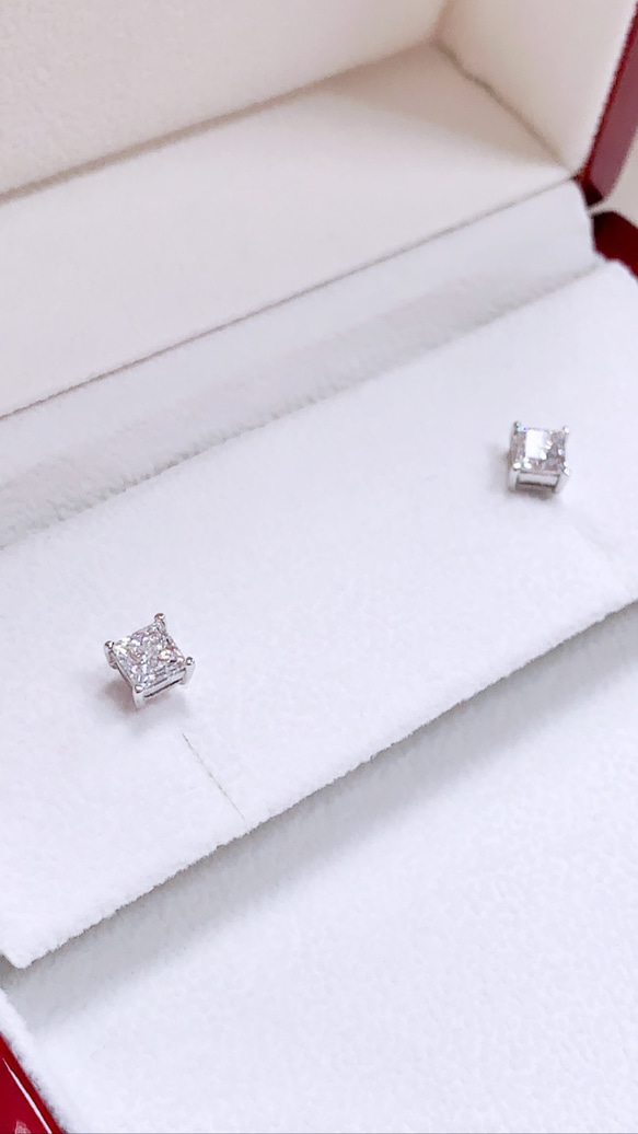 公主方鑽耳環Princess cut diamonds earring 第2張的照片