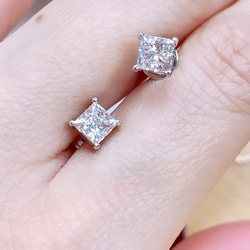 公主方鑽耳環Princess cut diamonds earring 第3張的照片