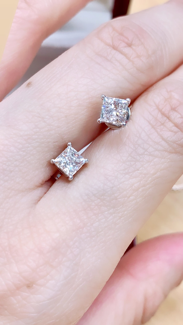 公主方鑽耳環Princess cut diamonds earring 第3張的照片